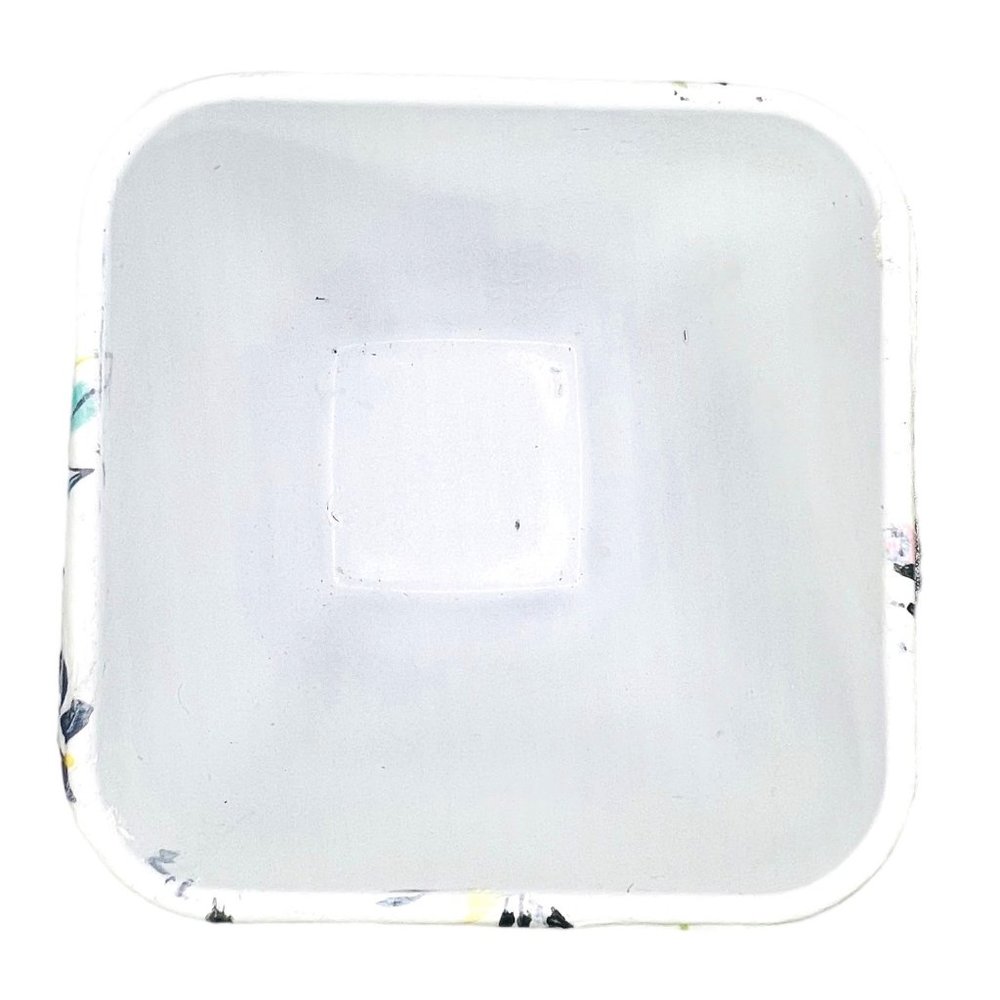 Libbey Glass Handmade Flower Votive Bowl Decoupaged Heavy Glass Curved Square - Picture 15 of 16